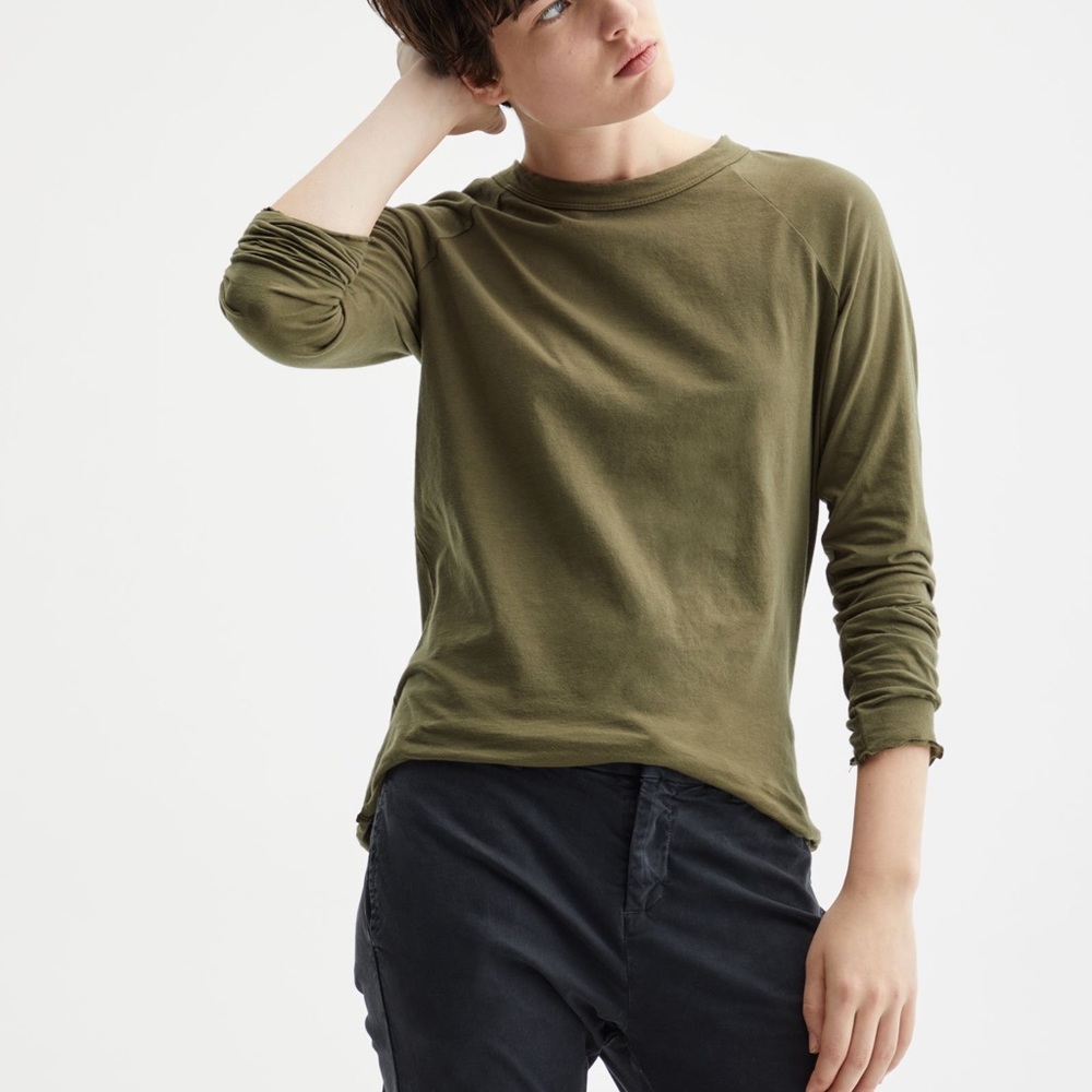 Nili Lotan cotton jersey baseball tee hunter green